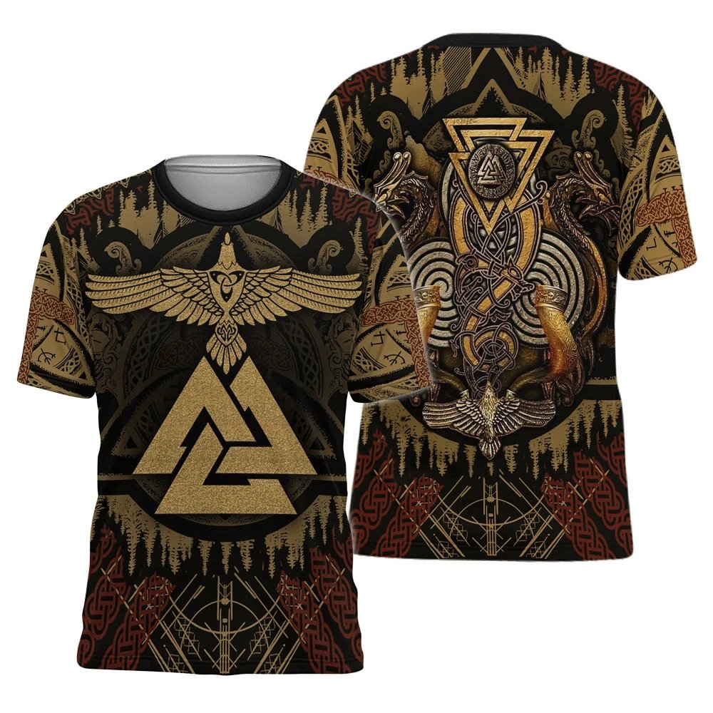 Design Chainmail Armor Print T-Shirt Black / Army Green - 4