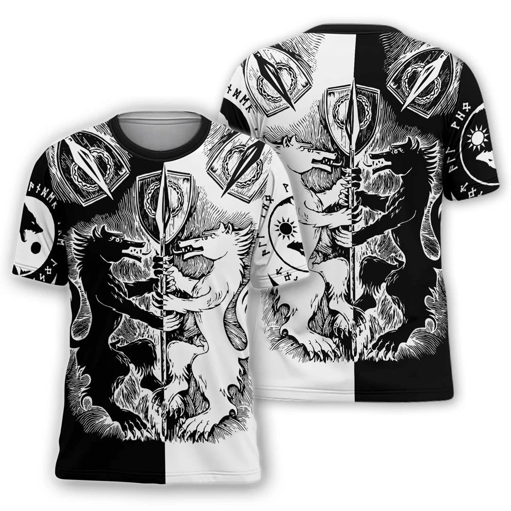 Design Chainmail Armor Print T-Shirt Black / Army Green - 20