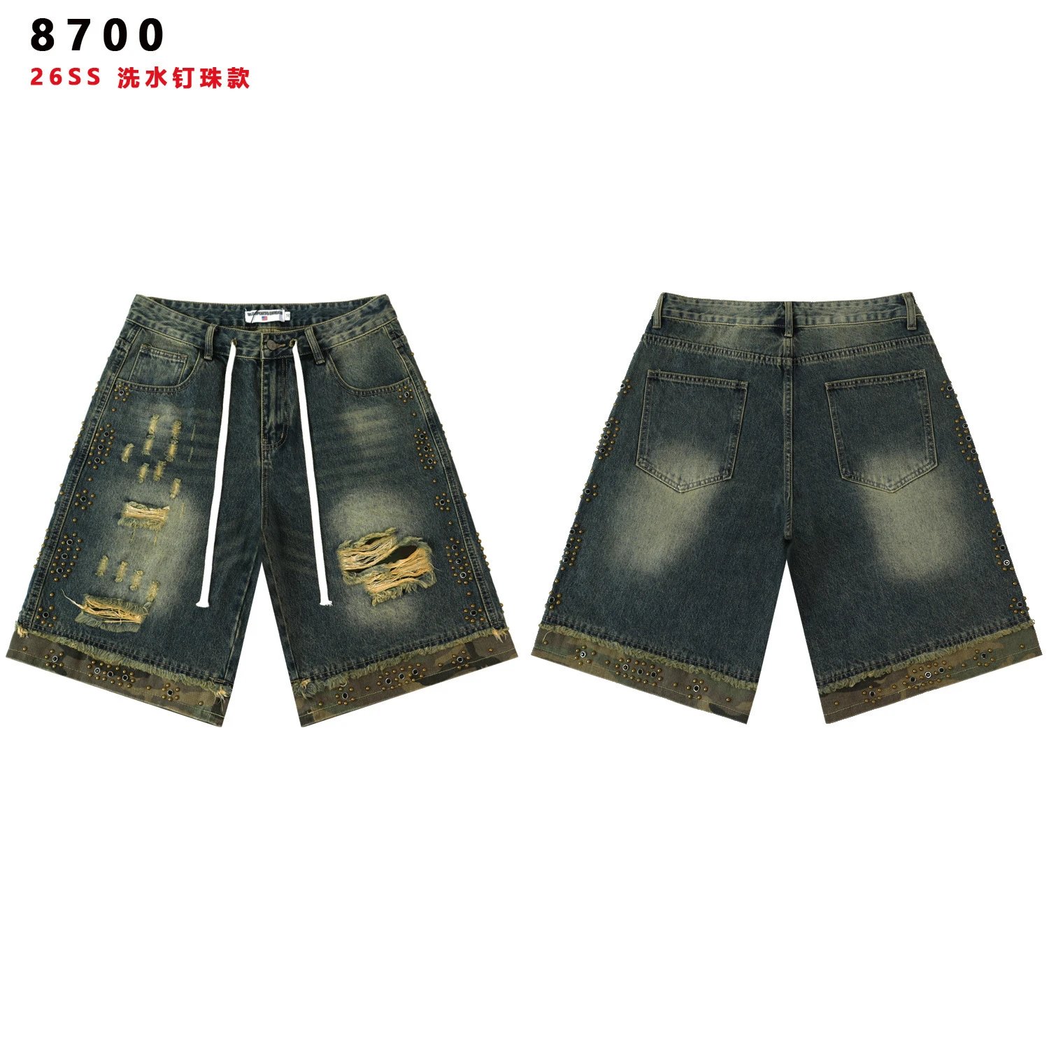 Vale Forever Distressed Rivet Denim Shorts photo 2