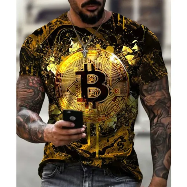 Design Bitcoin Gold Foil Print T-Shirt - 6