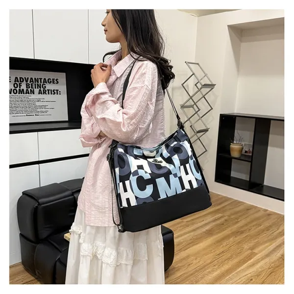 Design Bufan Collection Letter Print Navy Blue Shoulder Bag Shoulder Bags - 23