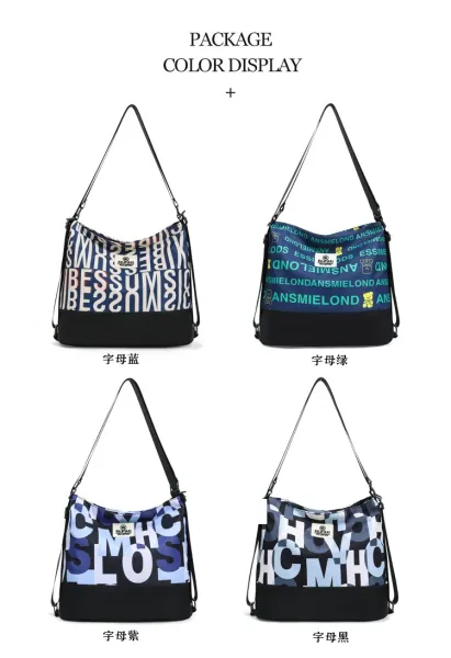 Design Bufan Collection Letter Print Navy Blue Shoulder Bag Shoulder Bags - 9