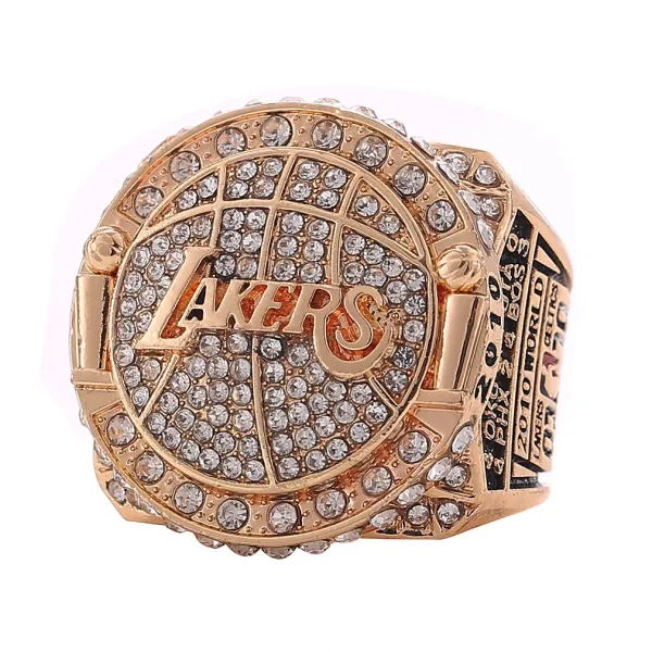 Los Angeles Lakers Championship Ring Gold Crystal Jewelry - 3