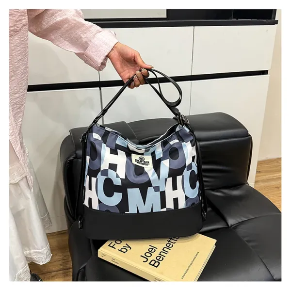 Design Bufan Collection Letter Print Navy Blue Shoulder Bag Shoulder Bags - 25