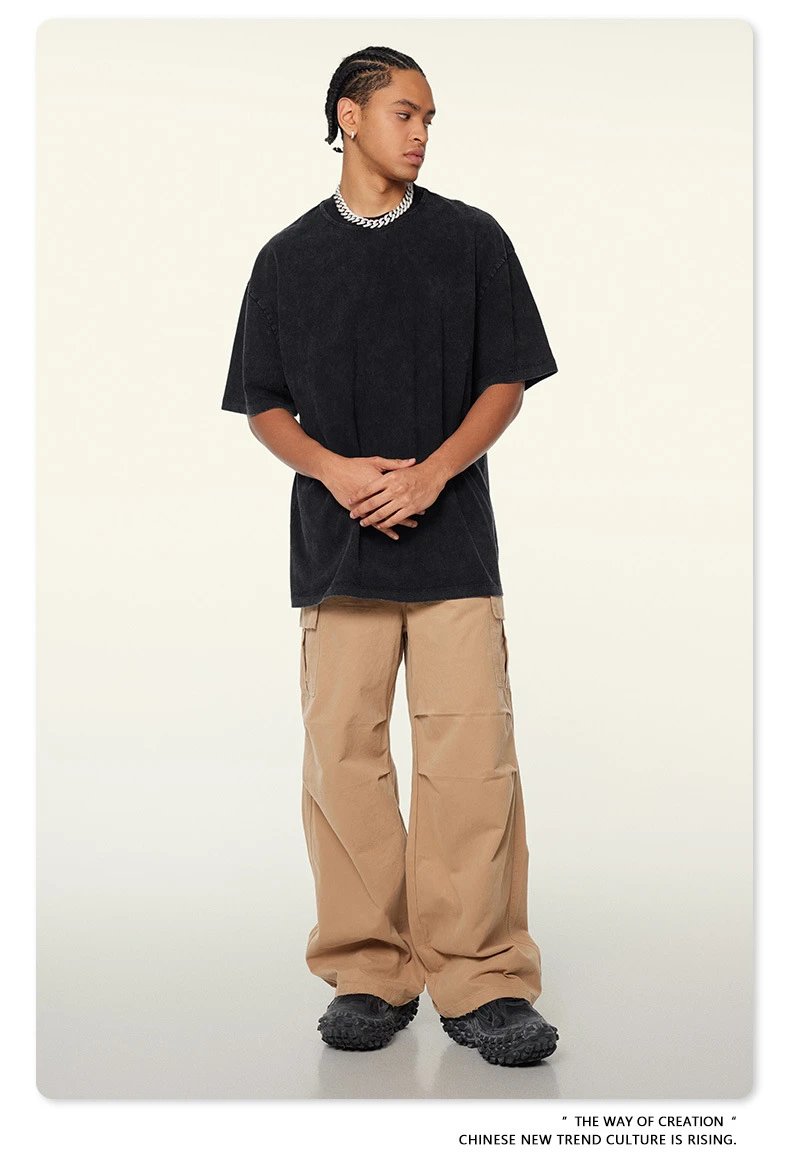 Design Beingmove Washed Beige Oversized T-Shirt T-Shirts - 34