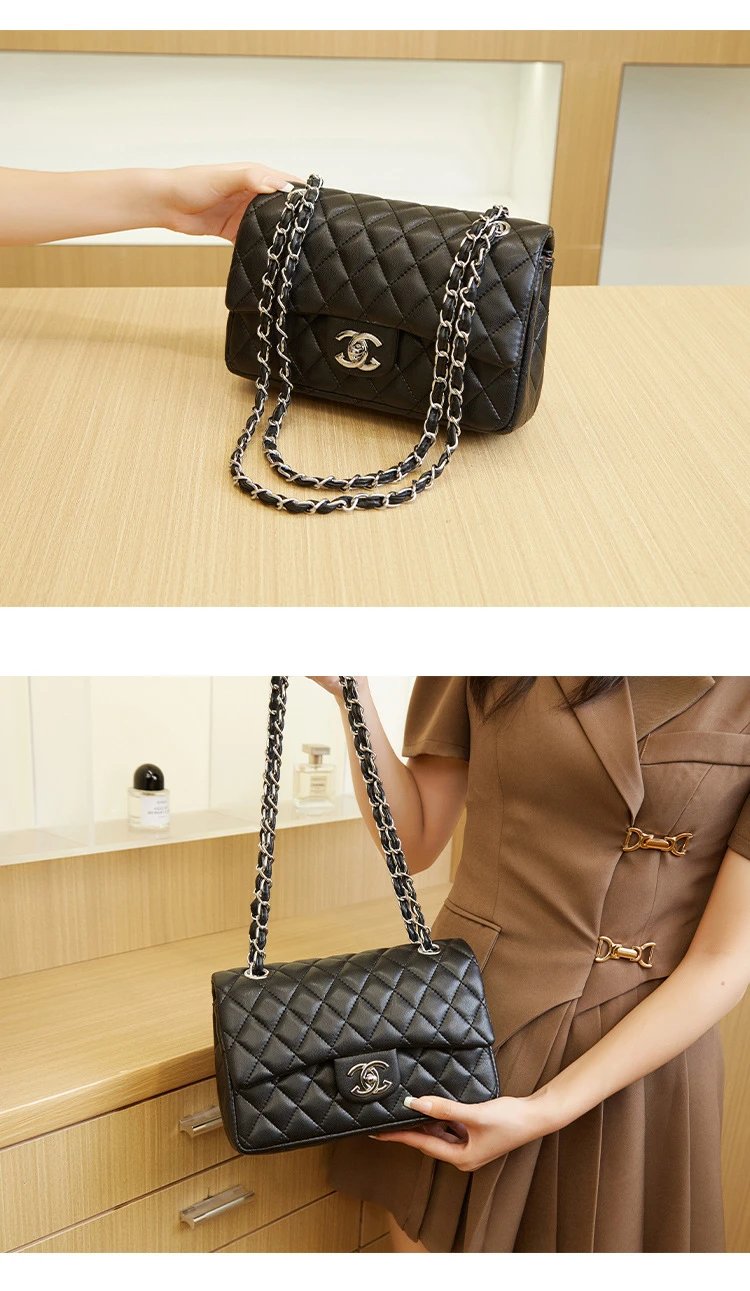 Chanel Classic Flap Bag Beige Quilted Chain Shoulder Bag - 24