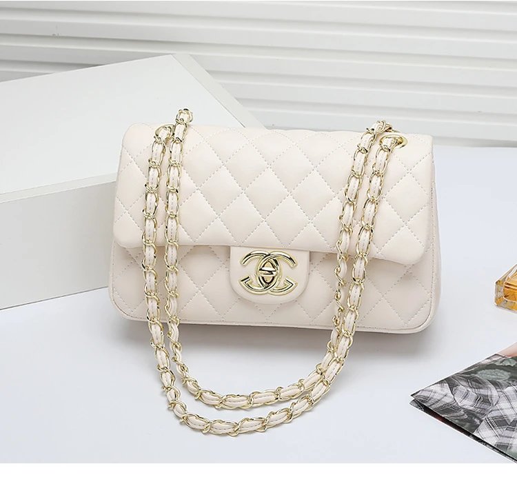 Chanel Classic Flap Bag Beige Quilted Chain Shoulder Bag - 17