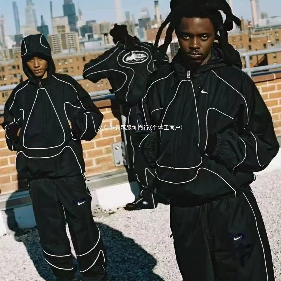 Jackets, hooded men’s and women’s windbreakers, waterproof reflective striped tops and pants