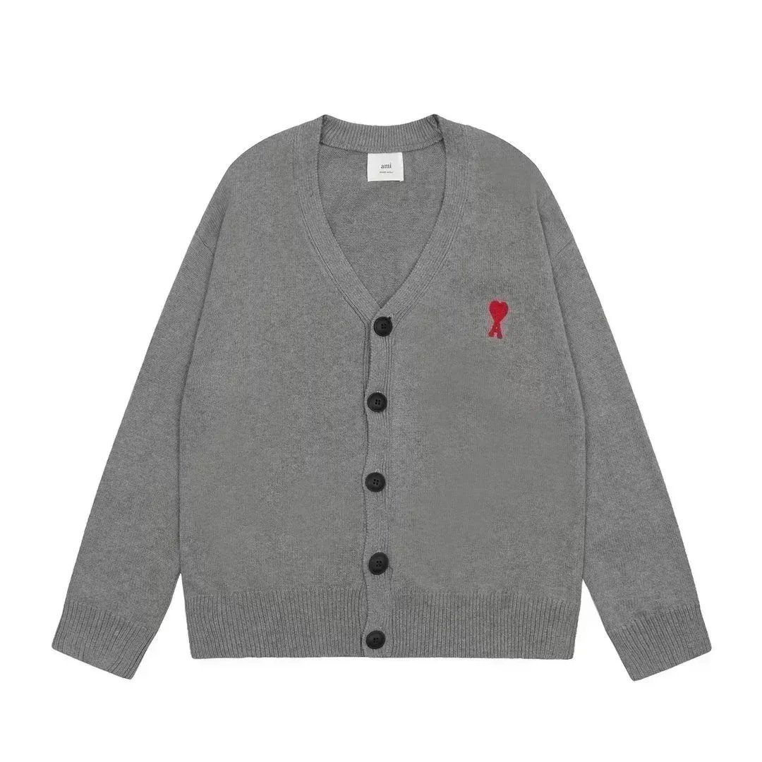 Ami Paris Heart Logo Navy Cardigan - 7