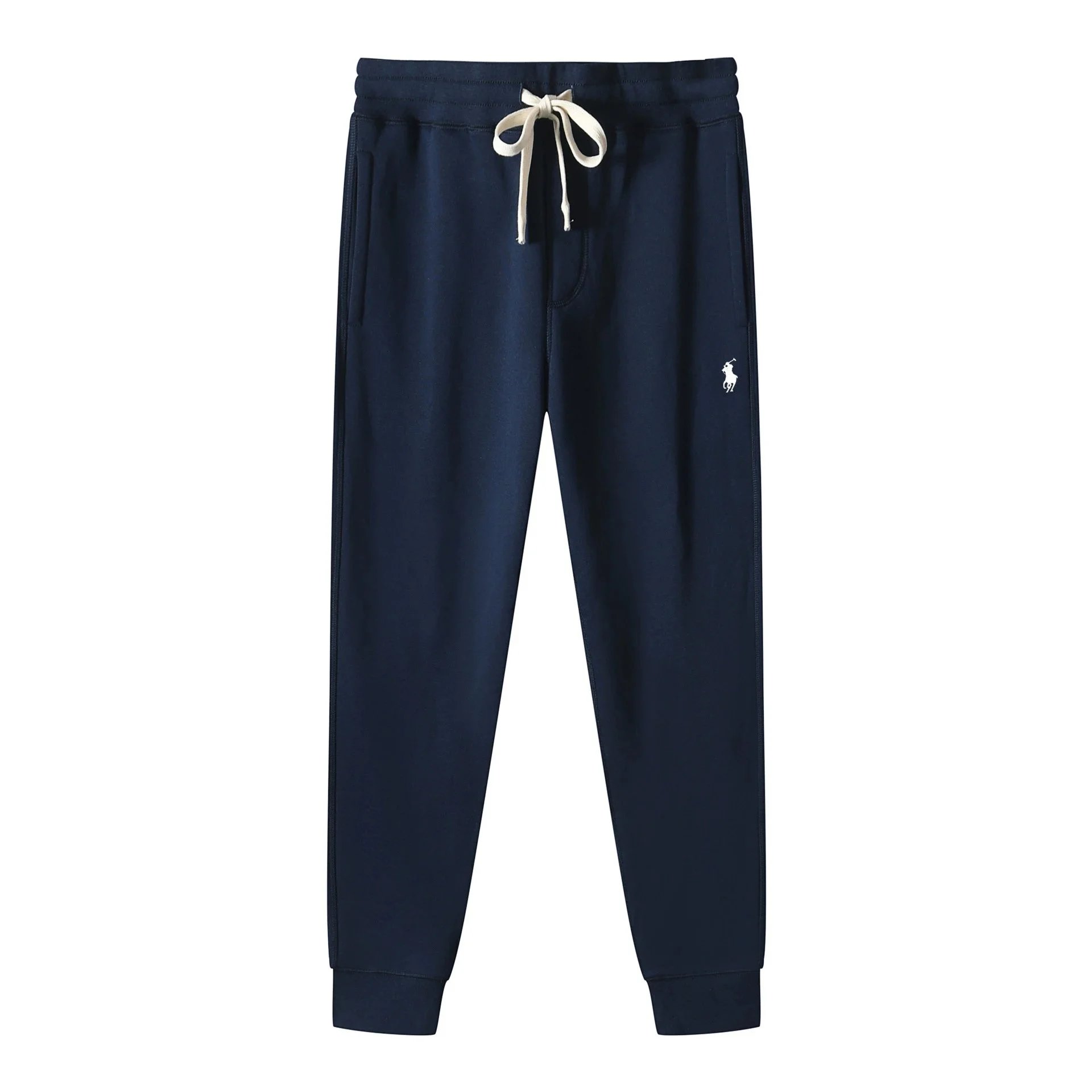 Pants in navy blue and white