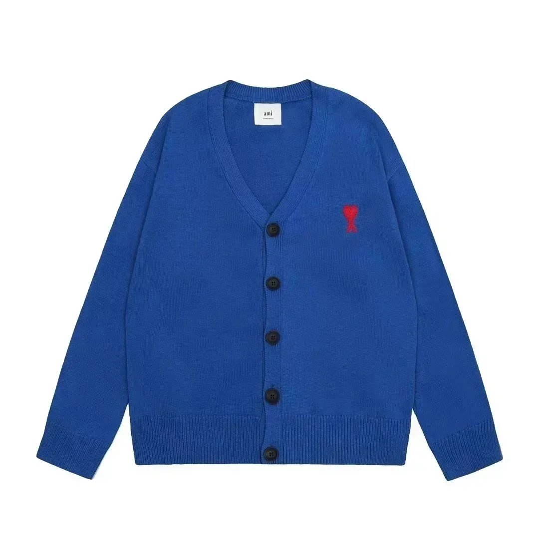 Ami Paris Heart Logo Navy Cardigan - 4