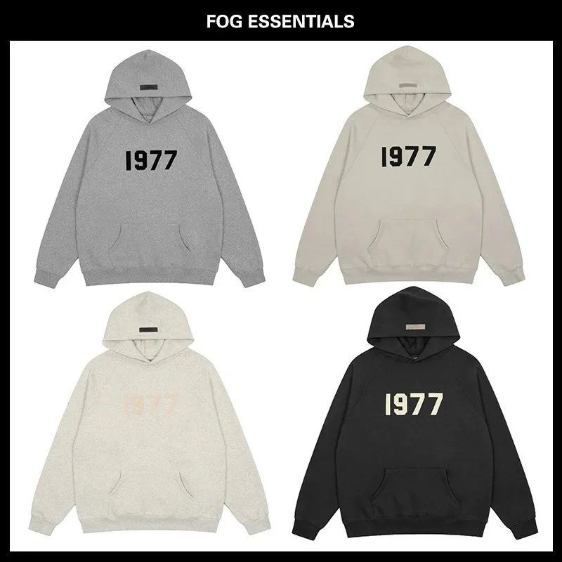 1977 Flocked Loose High Street Couple Hoodie Sweatshirt Pants Sub