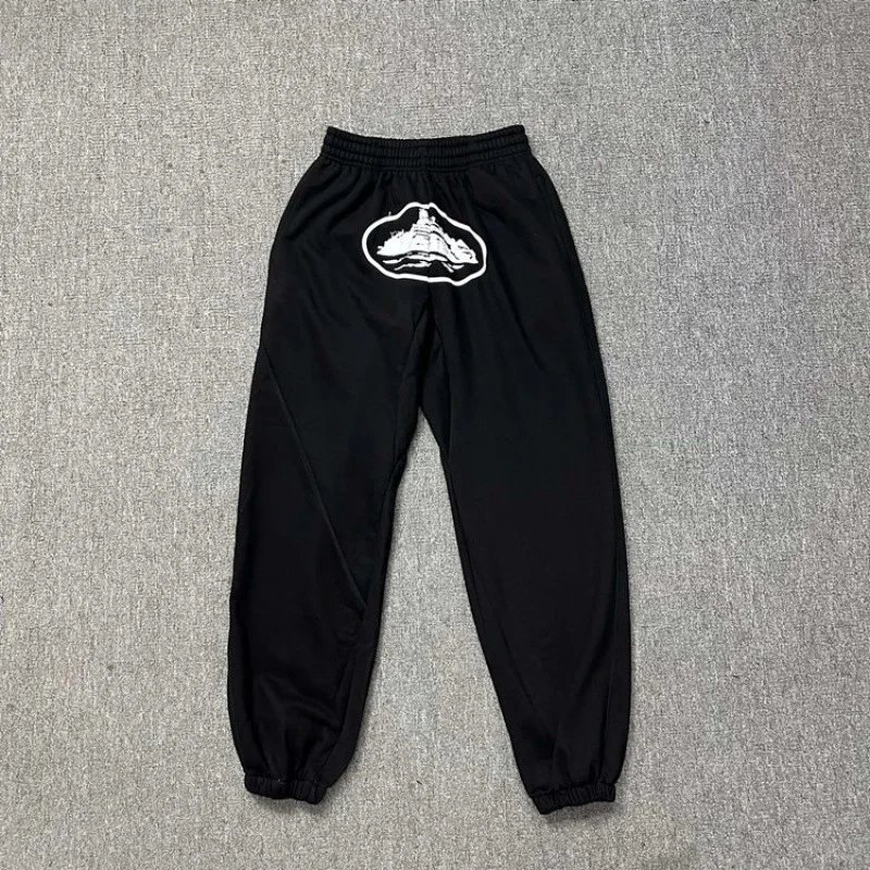 Pants Black Print White
