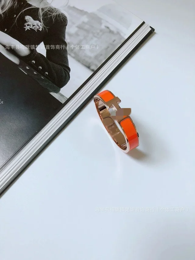 Hermès Jewelry H-Link Enamel Bangle Bracelet product detail image 4