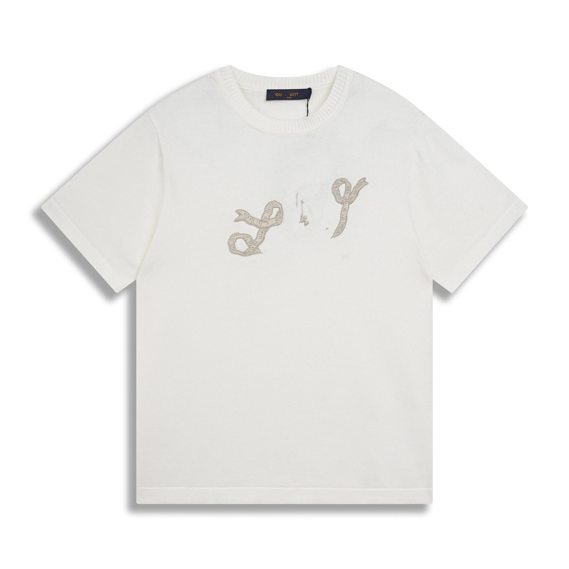 25 white (knitted letter embroidery)