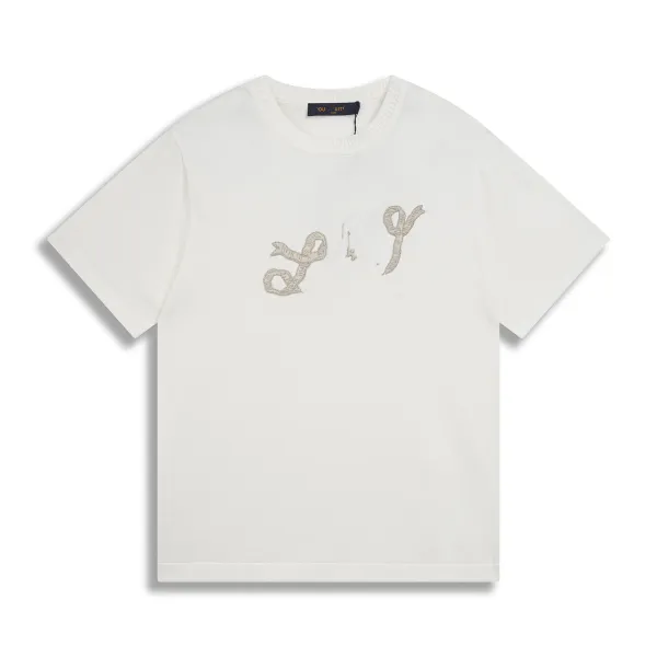 Design Y / Project Embroidered Snake Motif Knit T-Shirt White T-Shirts - 1