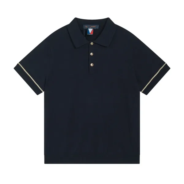 Design Juis Uittc Patterned Knit Polo Navy Tops.polo - 22