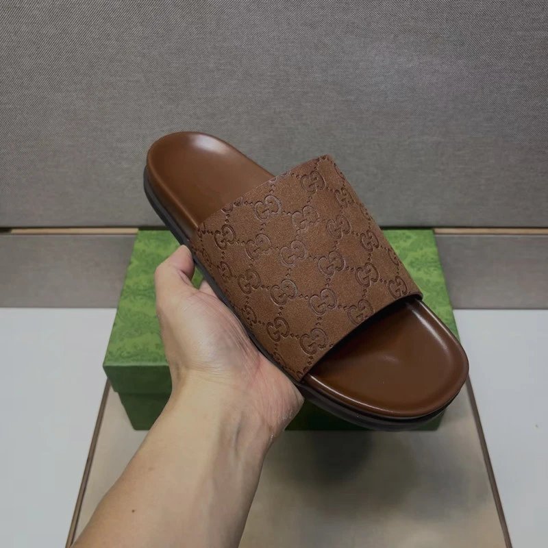 Leather Printed Slide Sandals photo 8