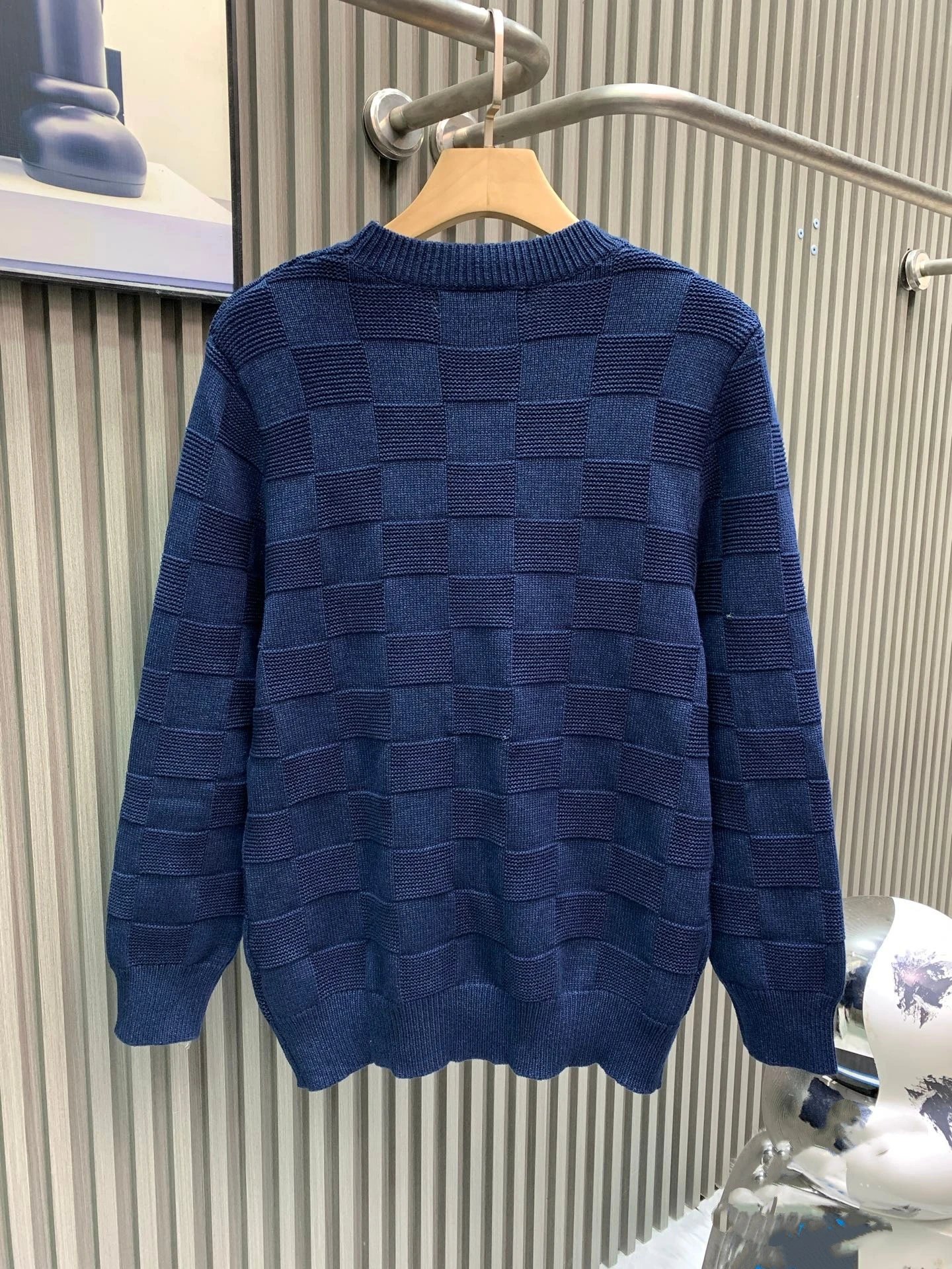Checked Embroidered Wool Sweater photo 5