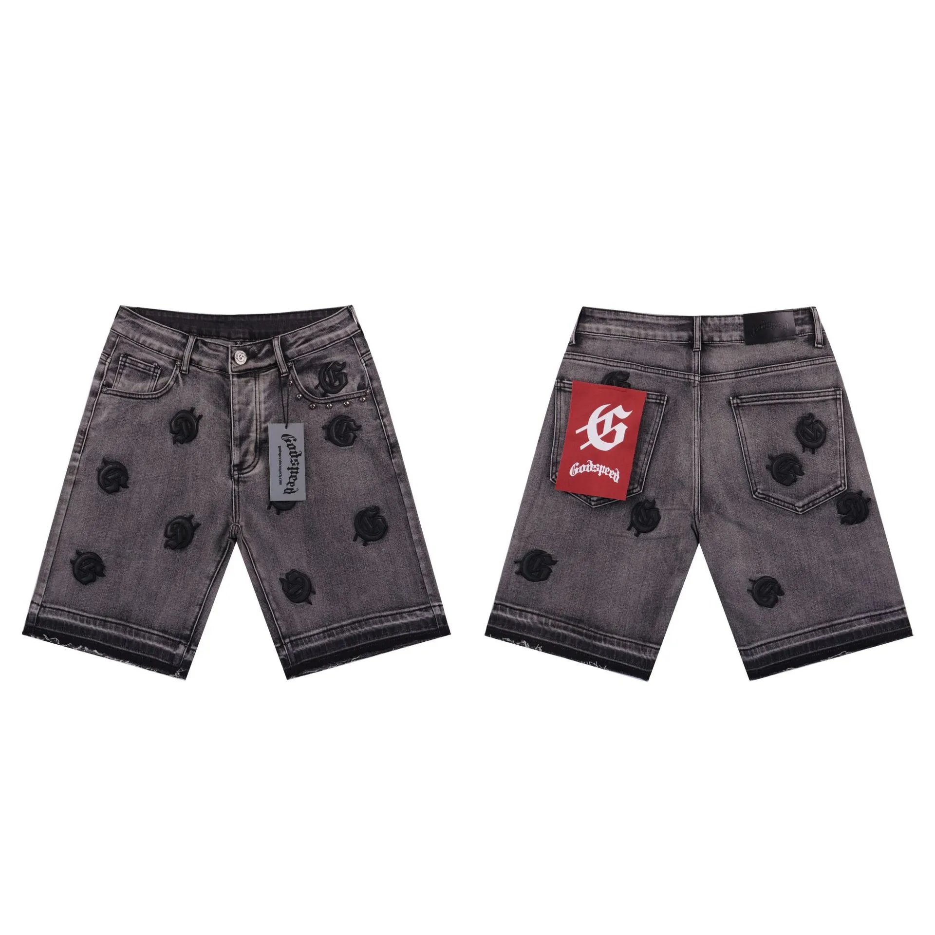 God & Speed Logo Embroidered Denim Shorts photo 3
