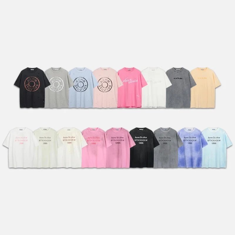 Cross-Border Exclusive AC 1996 Letter Print Washed Vintage Light Luxury Loose Unisex Short-Sleeve Couple T-Shirt