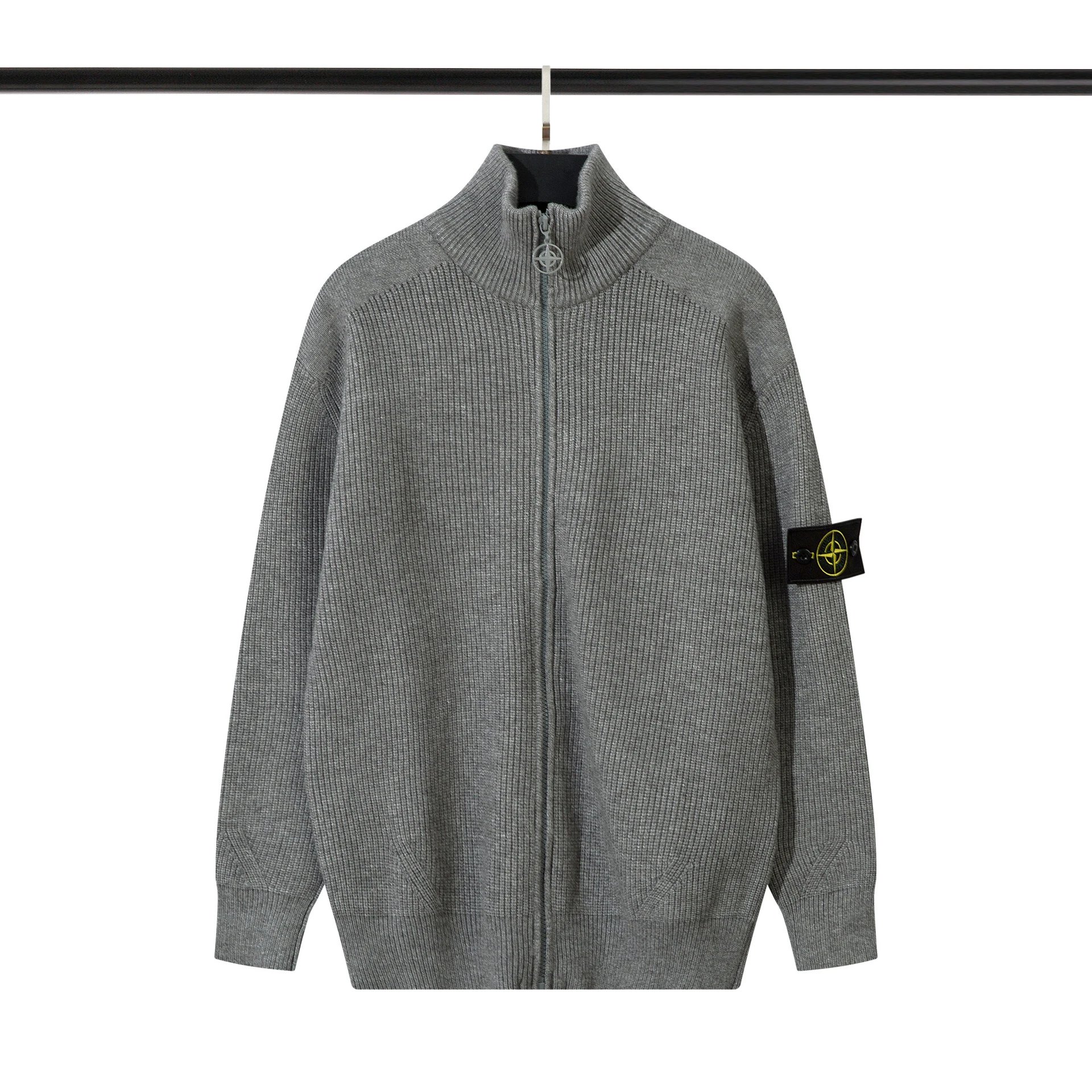 Zip Knit Sweater Stand Collar Unisex photo 8