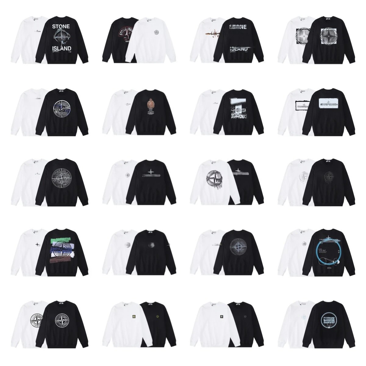 Stone Streetwear Long Sleeve Hoodie Printed T-Shirt Men's Women's Casual Loose Fit Pure Cotton Fall Winter