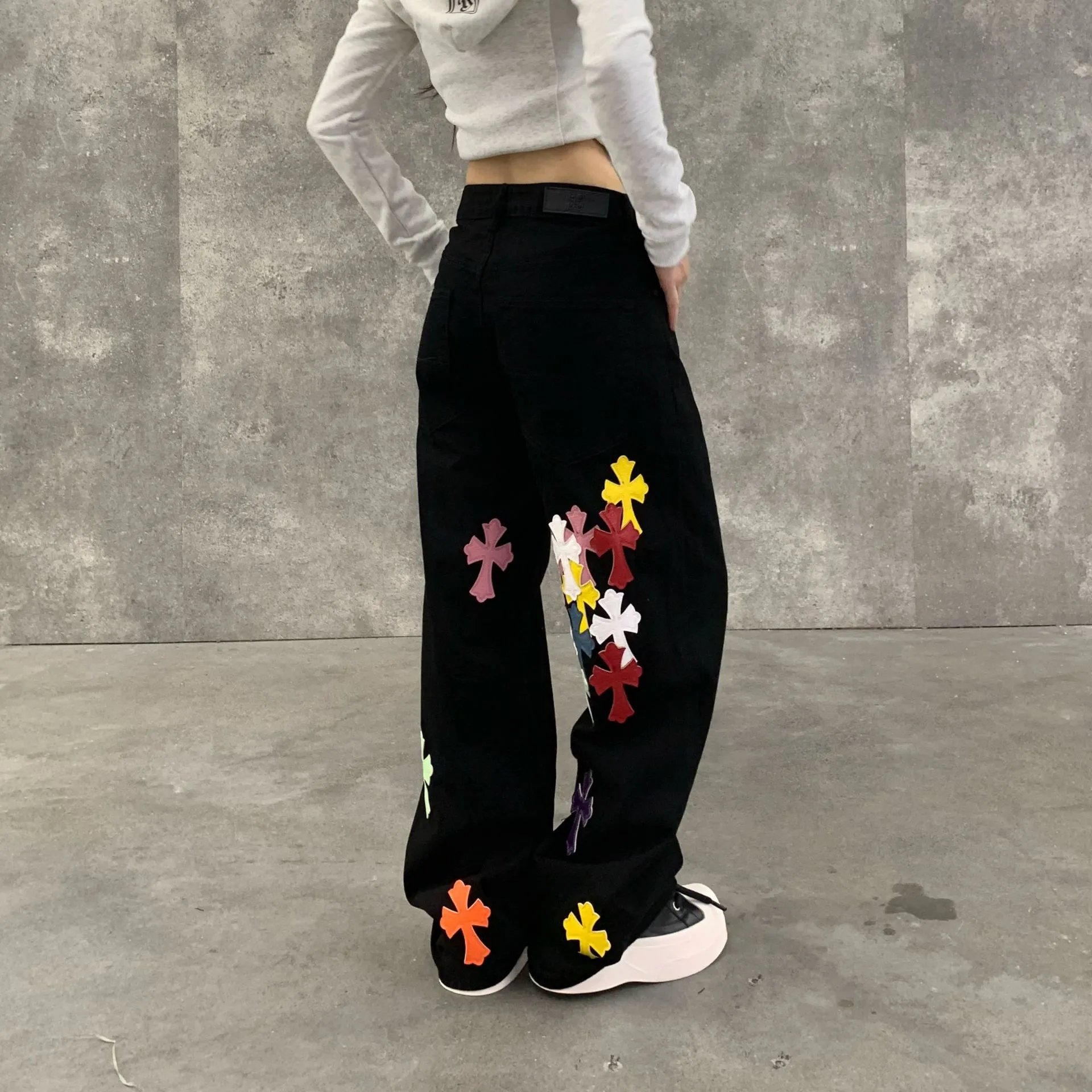 Cross Embroidered Jeans photo 5