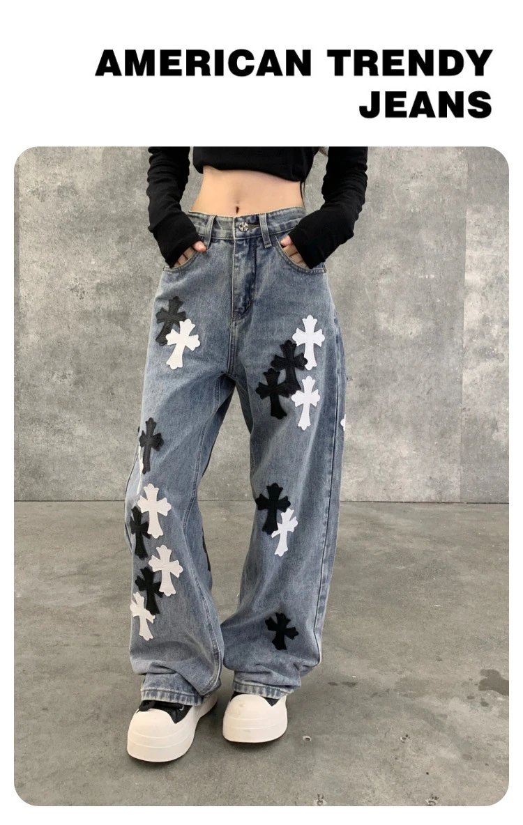 Cross Embroidered Jeans photo 7