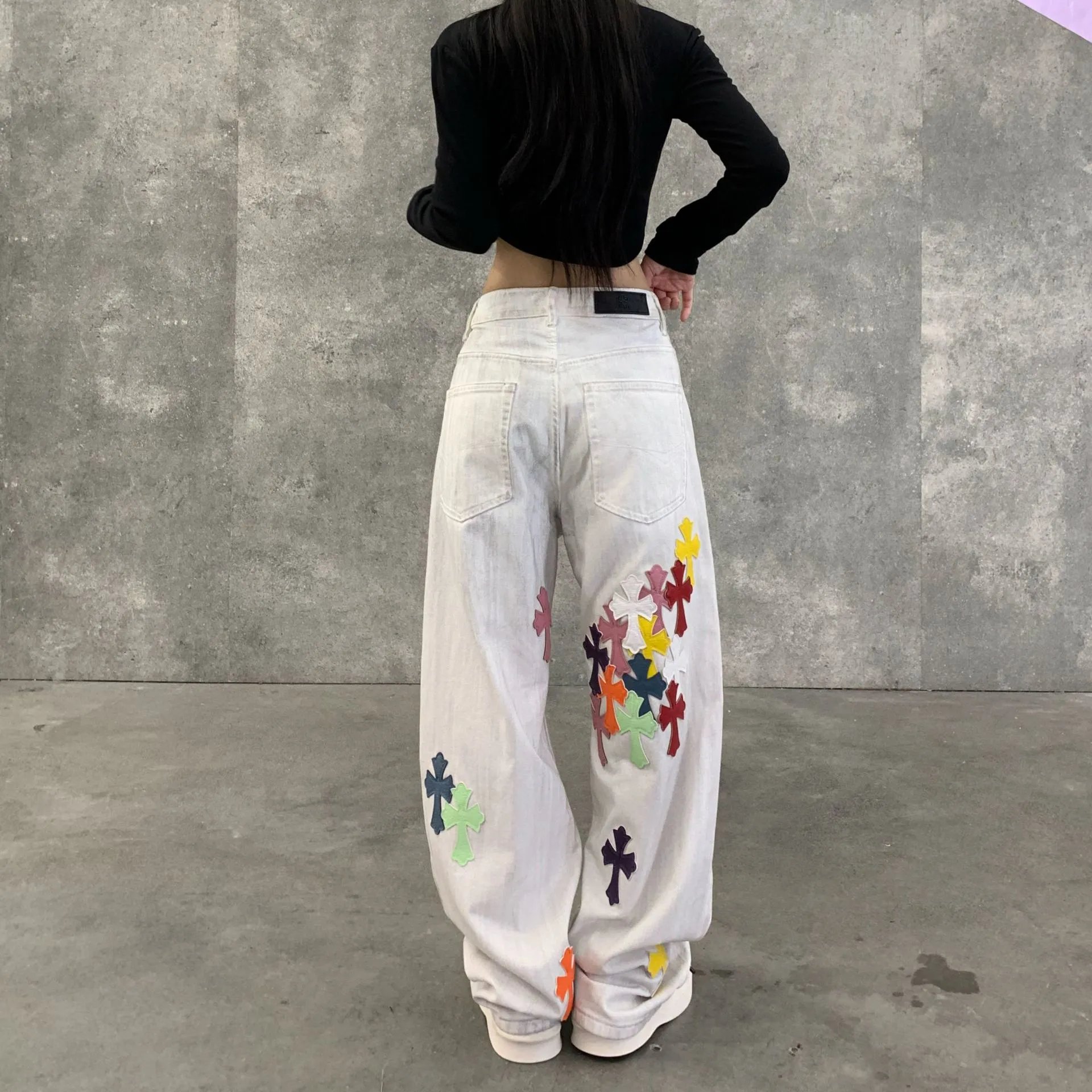 Cross Embroidered Jeans photo 6