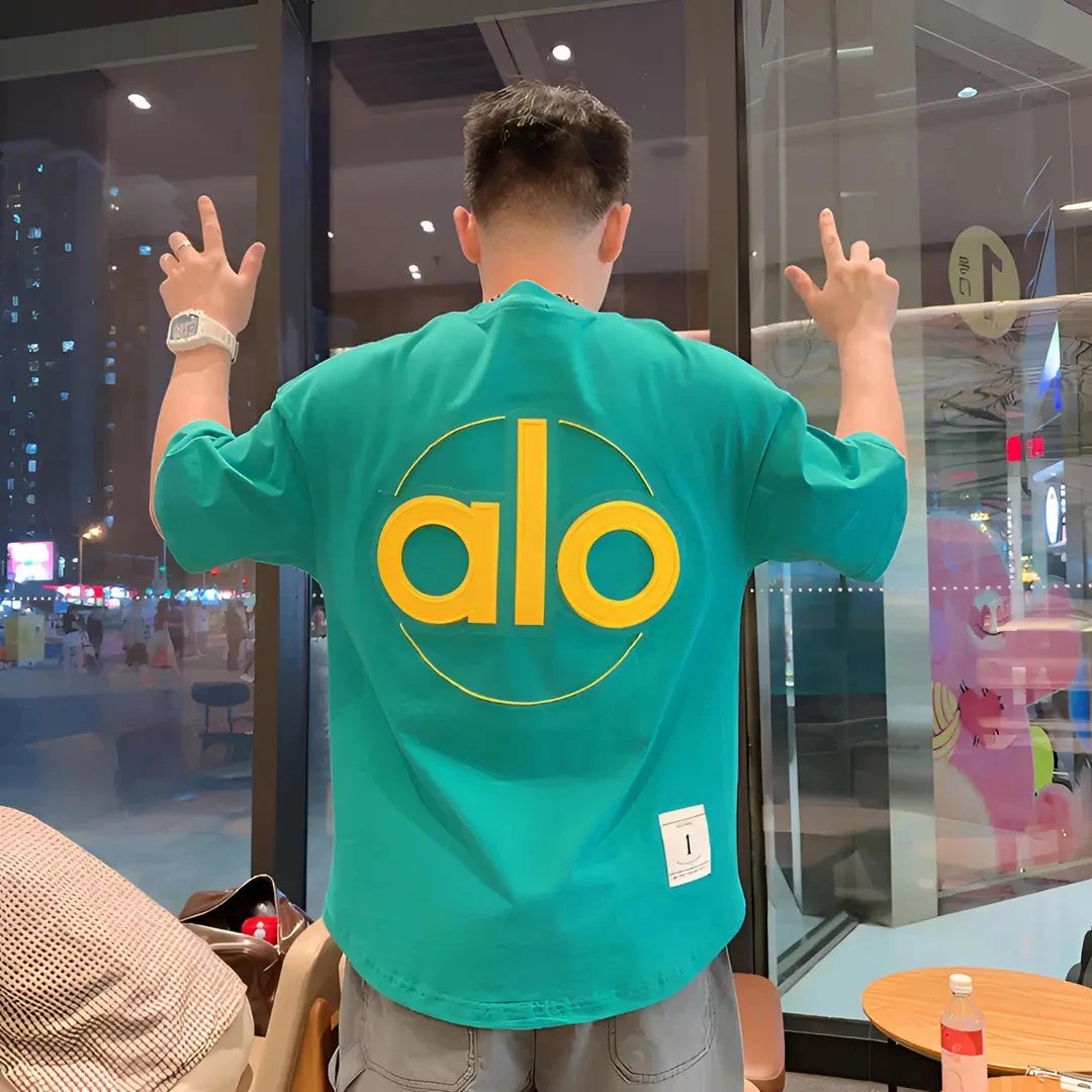Alo Embossed Letter T-Shirt photo 4
