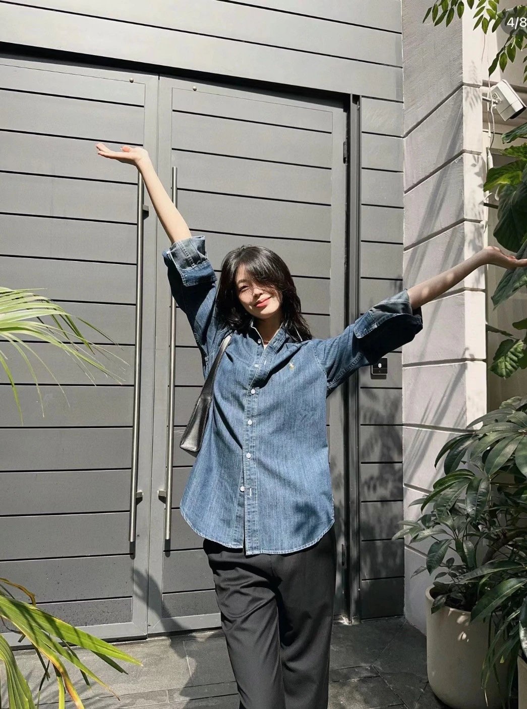 Embroidered Washed Denim Shirt photo 8