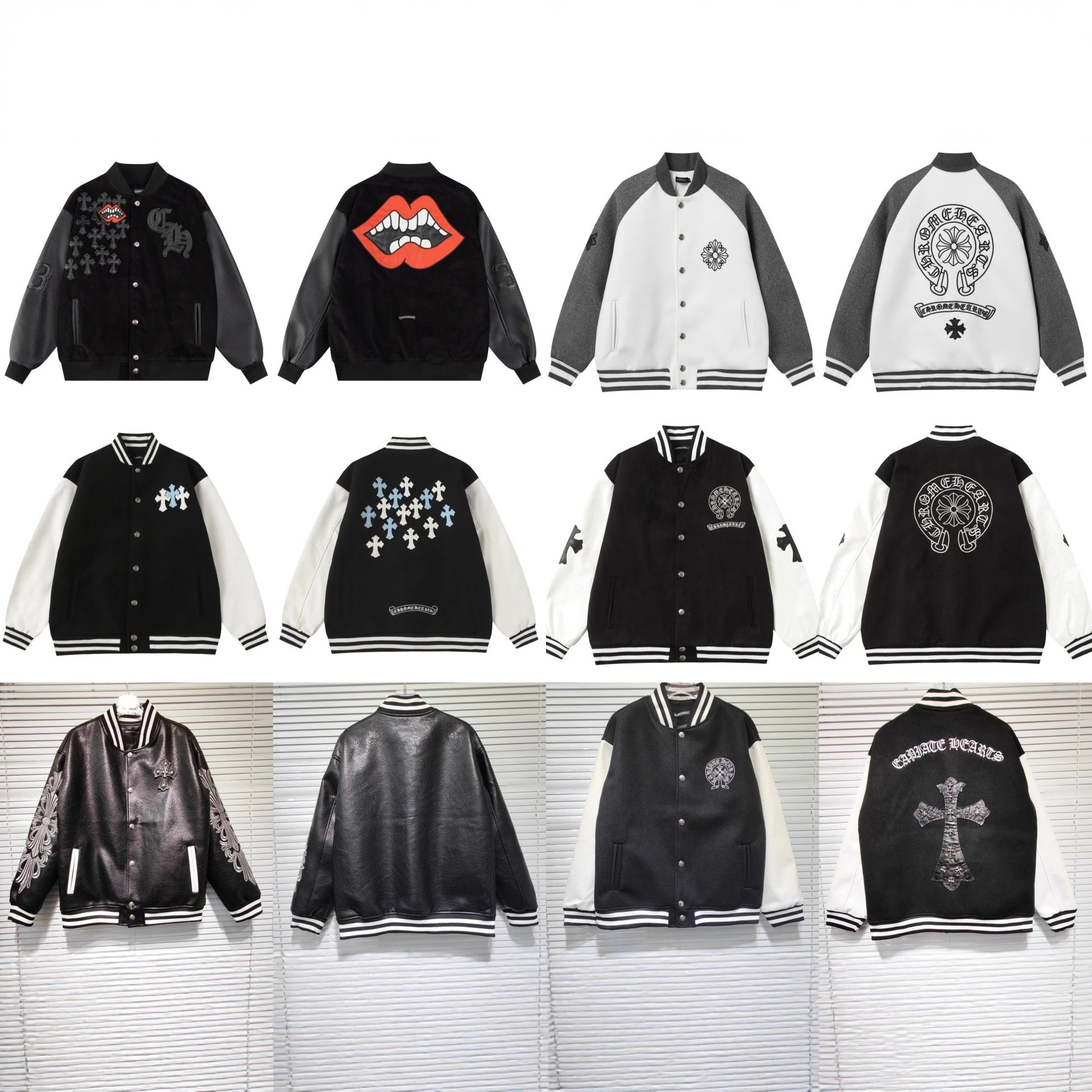 Embroidered Leather Baseball Jacket