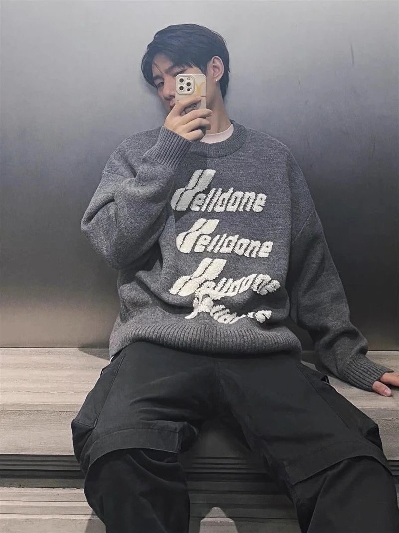 Letter Jacquard Sweater Couples photo 8