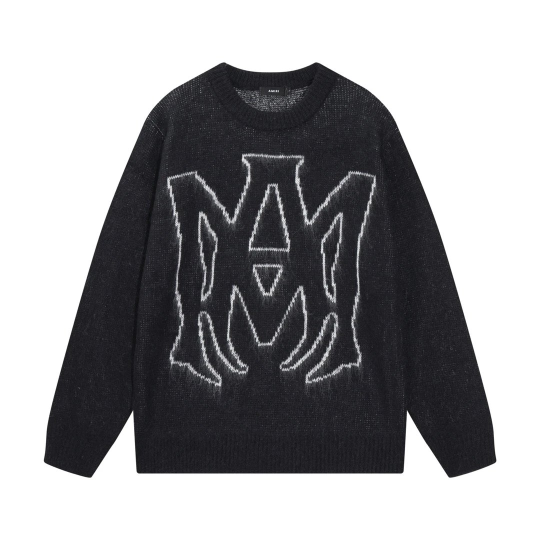 AMI Letter Crew Neck Knit Sweater photo 5