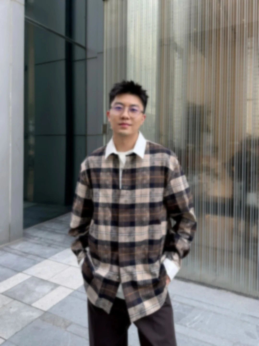 High-Quality Jacquard Contrast Collar Plaid Flannel Long Sleeve Shirt photo 7