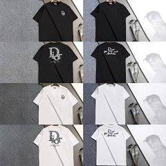 High-Version European Station CD Home Summer New Classic Letter Print Logo Minimalist Short Sleeve Unisex Versatile Crew Neck