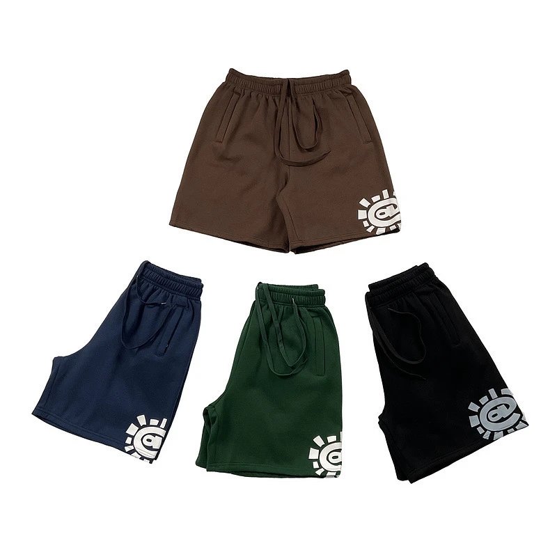 Design Graphic Print Black Sweat Shorts - 30