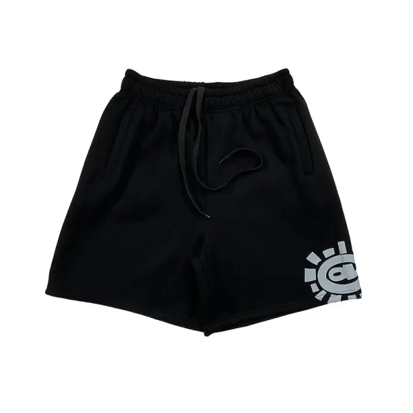 Design Graphic Print Black Sweat Shorts - 33