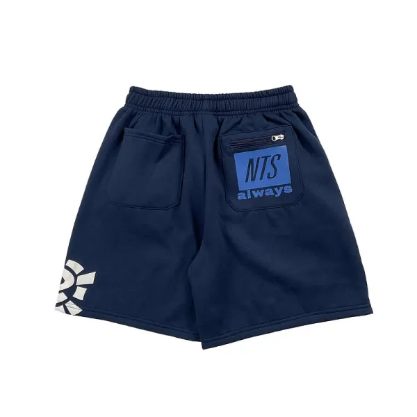 Design Graphic Print Black Sweat Shorts - 40