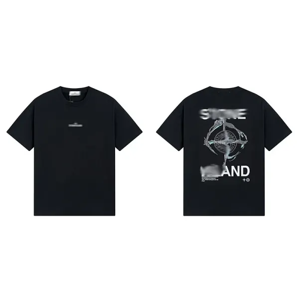 Stone Island Graphic Print Black T-Shirt - 1