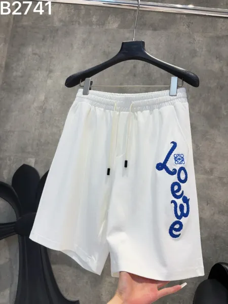 Loewe Logo Embroidered White Drawstring Shorts - 1