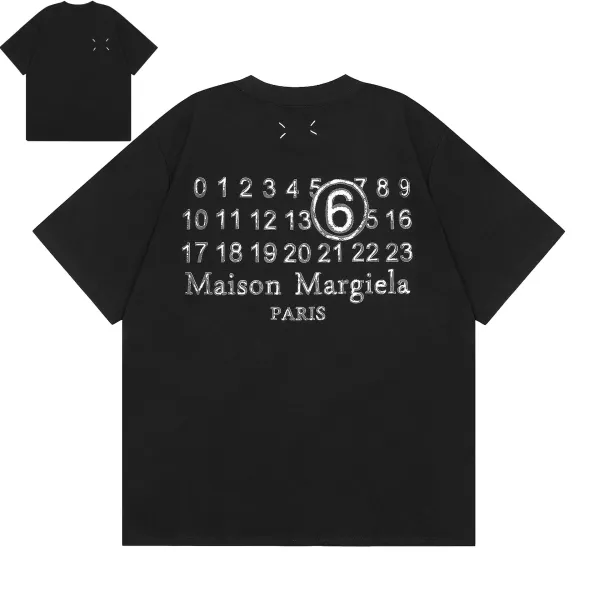 Maison Margiela Numbered Grid Black T-Shirt - 1