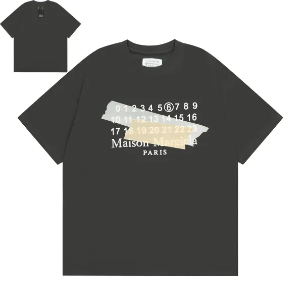 Maison Margiela Numbered Tape Print T-Shirt Charcoal Gray T-Shirt - 1
