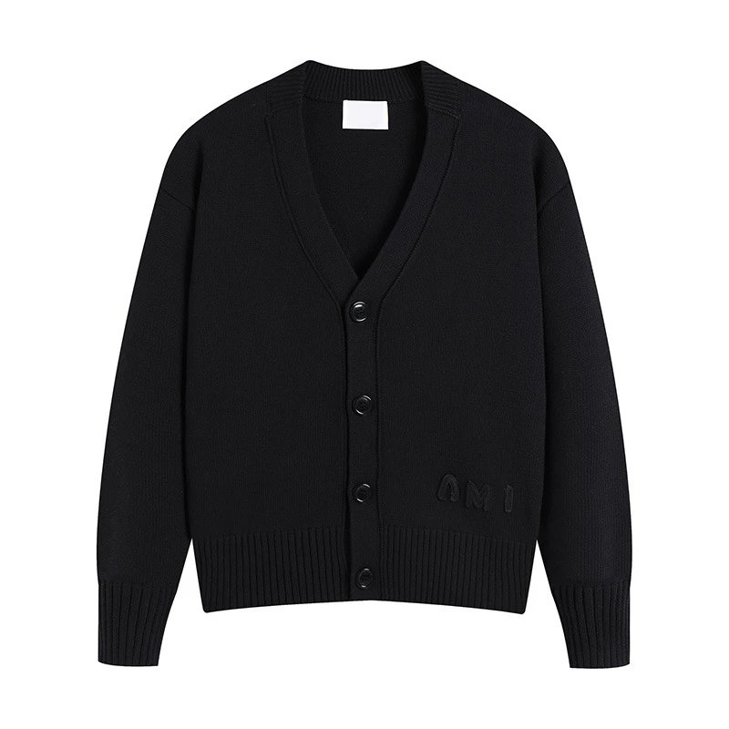 AMI Letter Embroidered Wool Cardigan photo 3