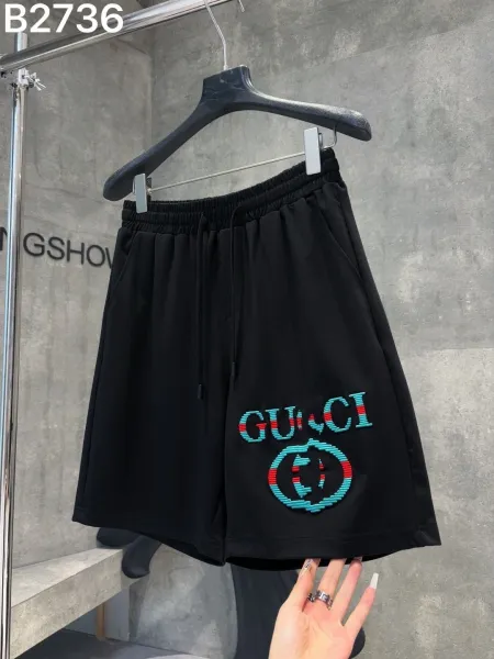 Gucci Embroidered Logo Shorts Black - 1