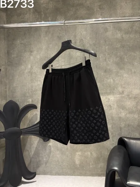 Louis Vuitton Monogram Print Drawstring Shorts Black - 1