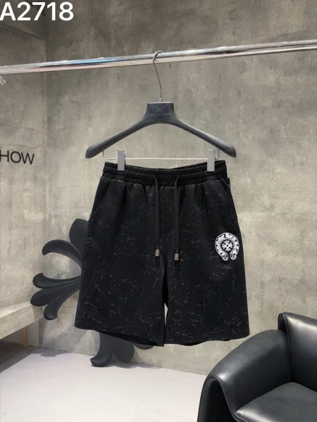 Chrome Hearts Splatter Print Drawstring Shorts Black - 1