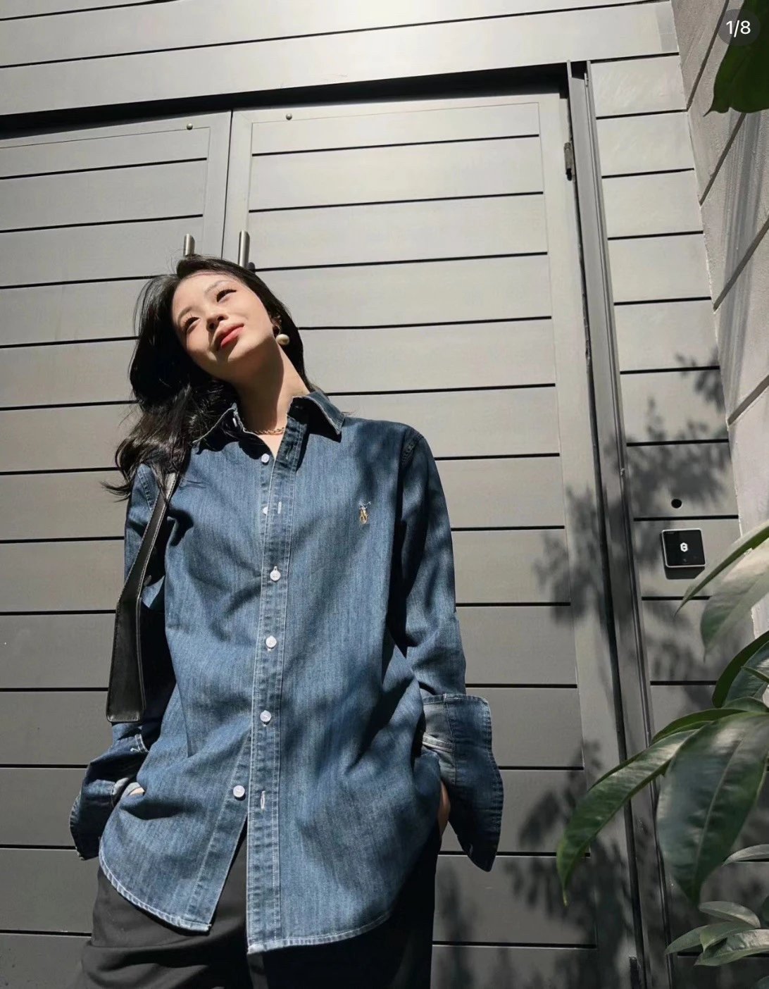 Embroidered Washed Denim Shirt photo 7