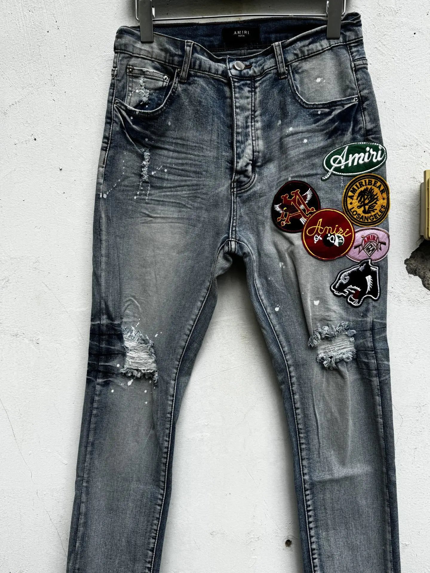 AMIRI Badge Embroidered Distressed Jeans photo 6